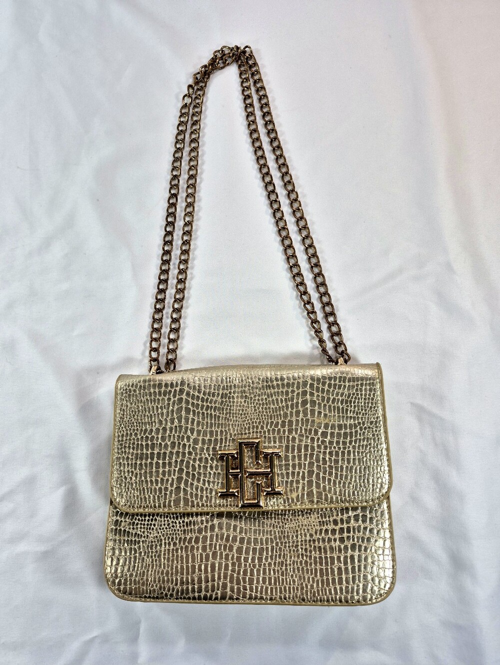 NWOT Caroline Hill Carlington Metallic Gold Clutch Chain Crossbody Shoulder Bag